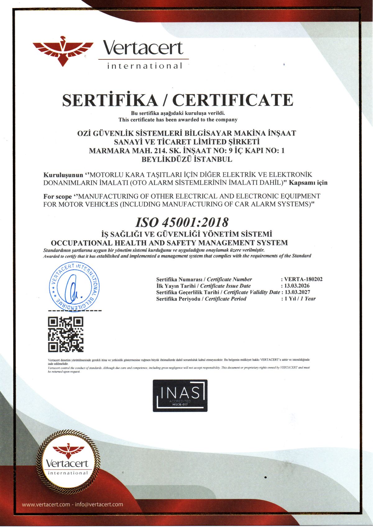 ISO 45001 Belgesi